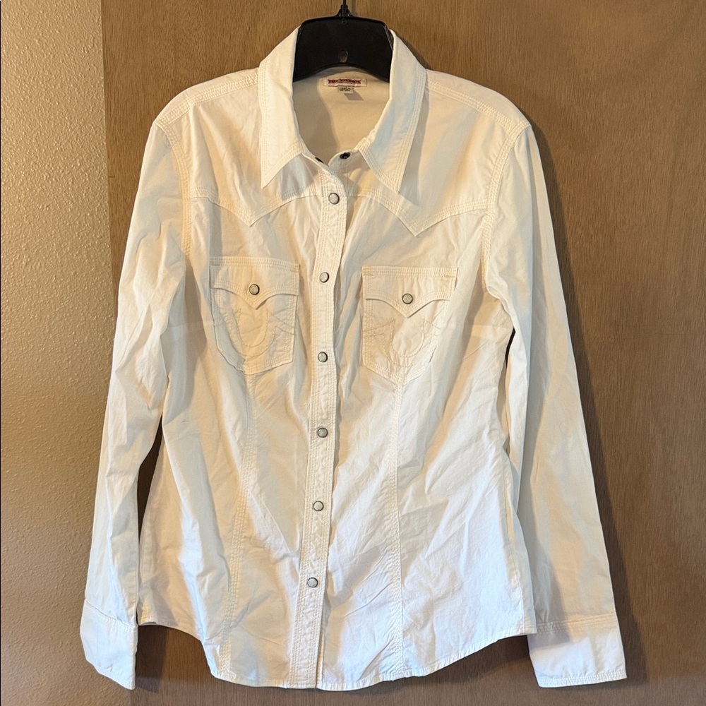 True Religion White Button Down Shirt